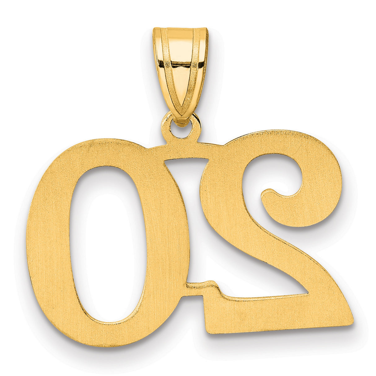 Polished Number 20 Charm Pendant in Real 14k Yellow Gold