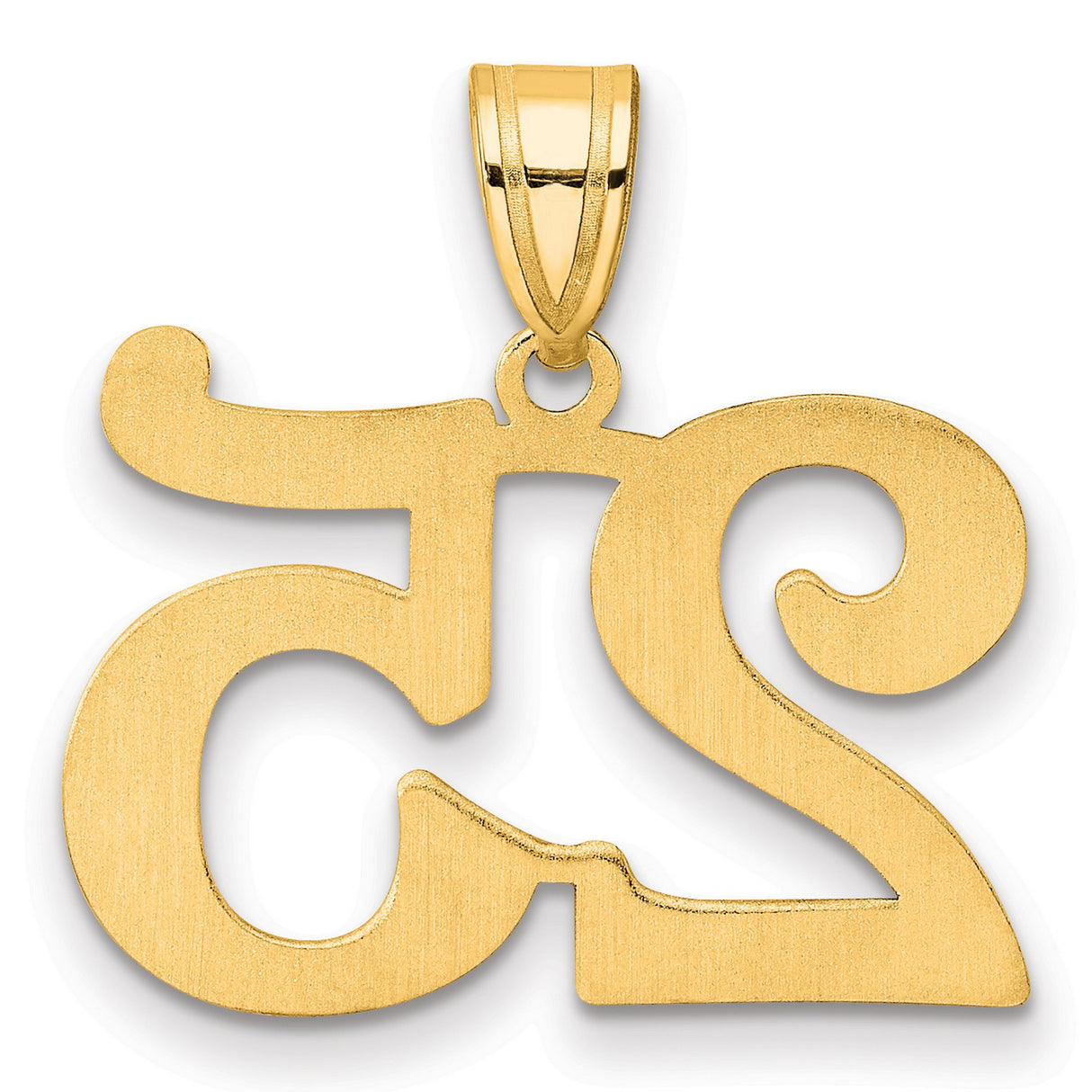 Polished Number 25 Charm Pendant in Real 14k Yellow Gold