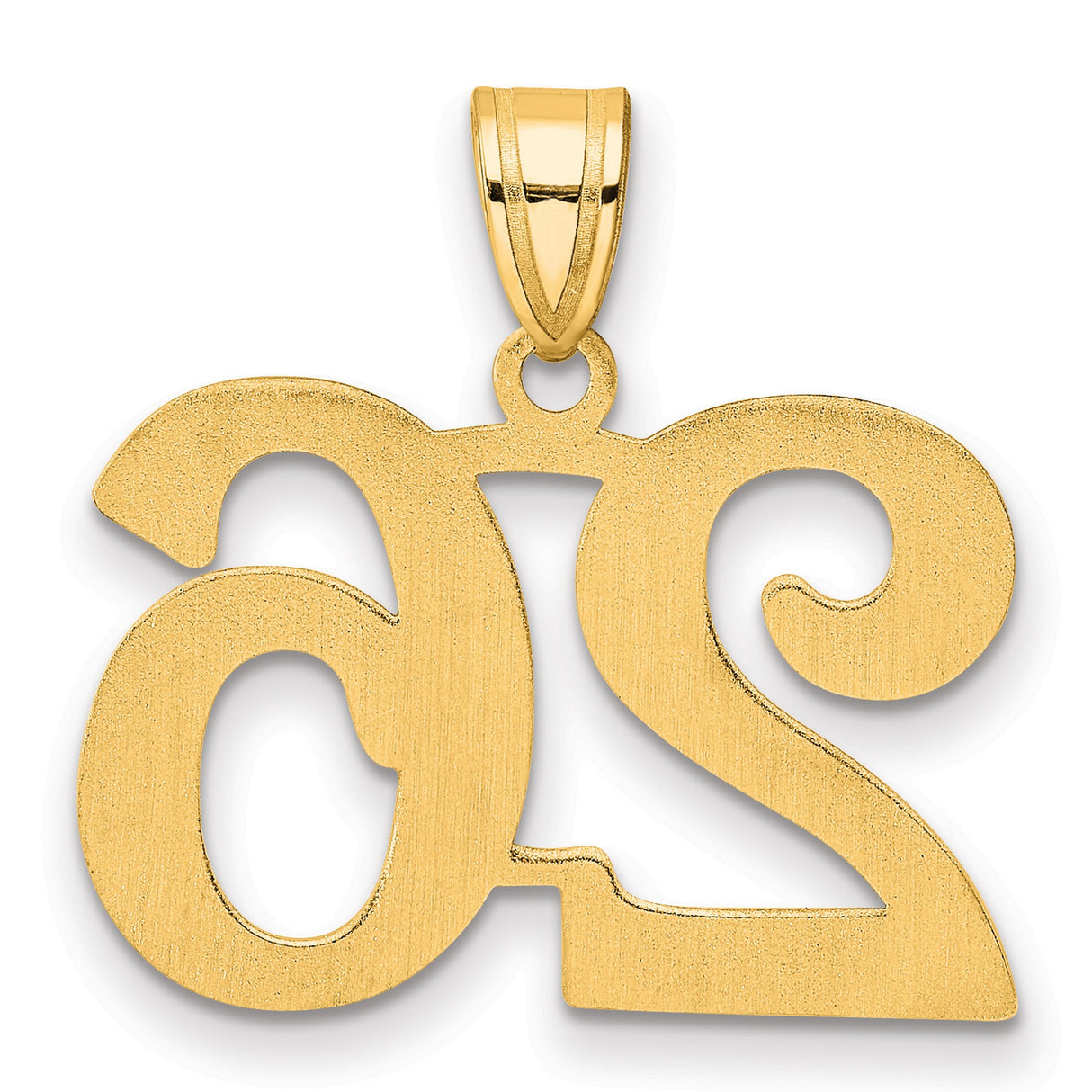 Polished Number 26 Charm Pendant in Real 14k Yellow Gold