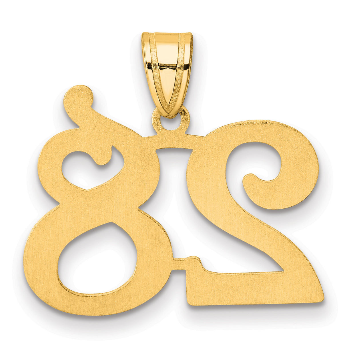 Polished Number 28 Charm Pendant in Real 14k Yellow Gold