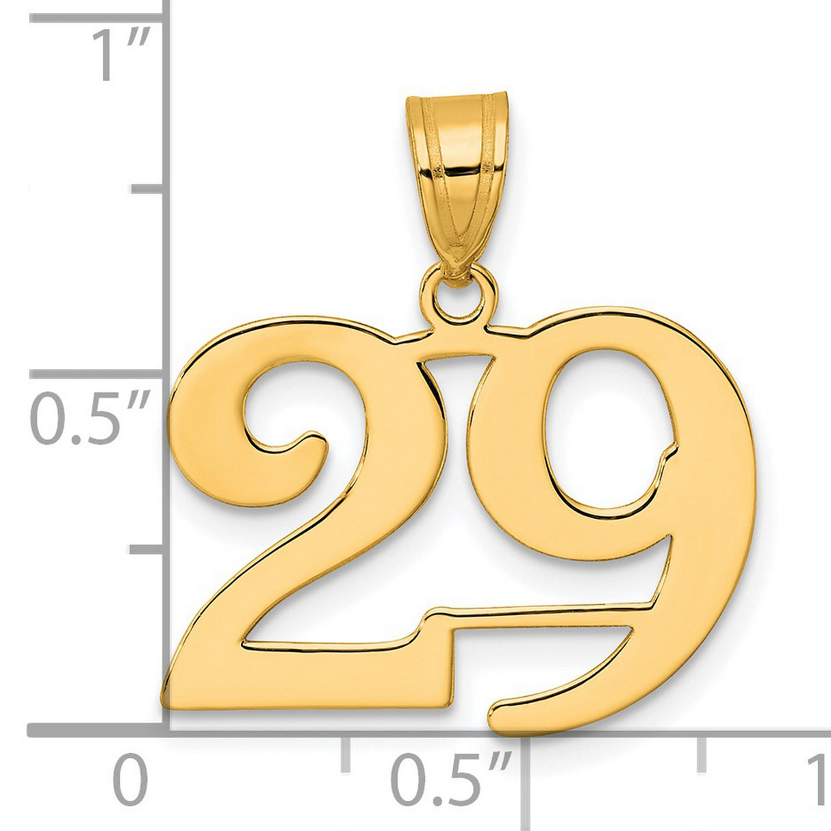 Polished Number 29 Charm Pendant in Real 14k Yellow Gold