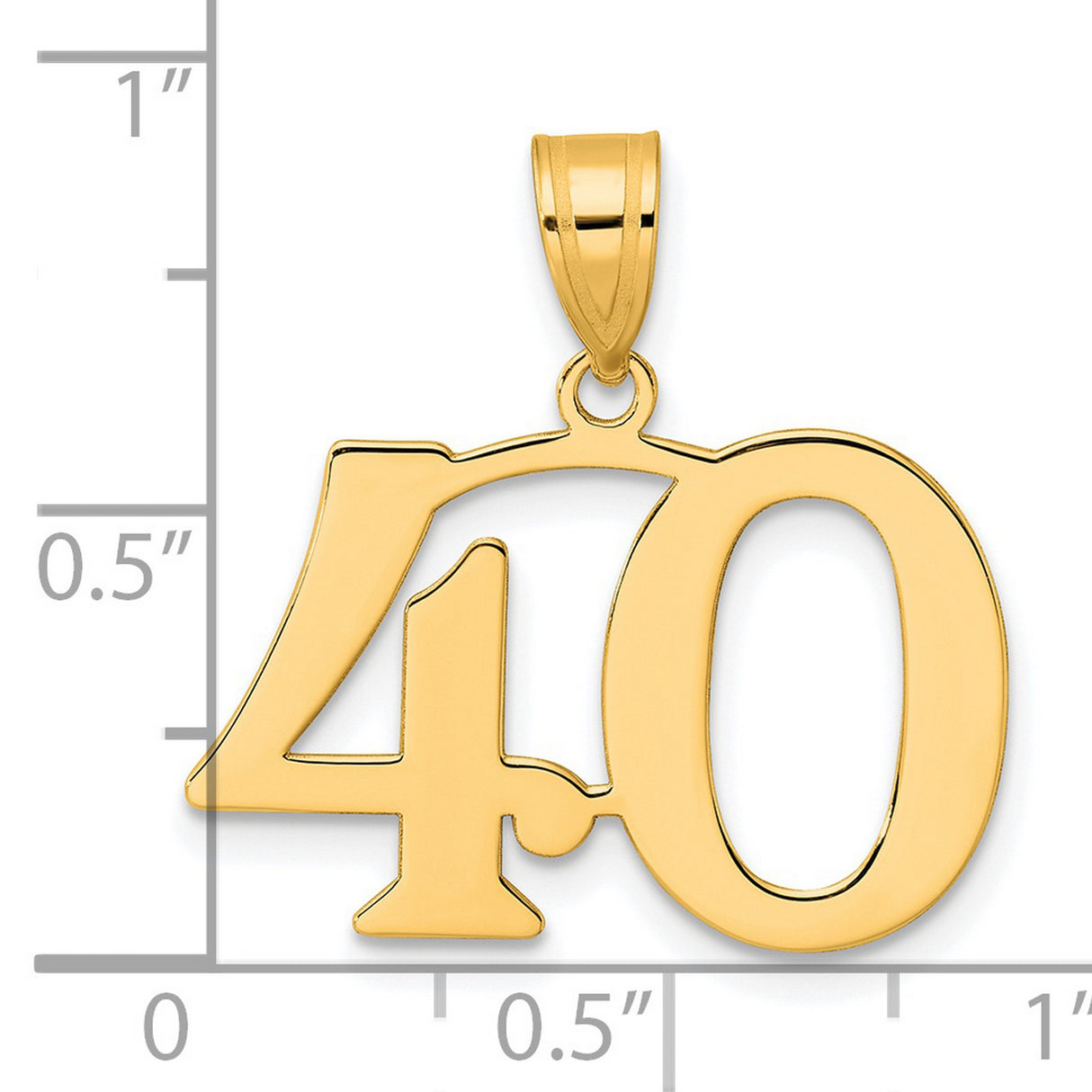 Polished Number 40 Charm Pendant in Real 14k Yellow Gold