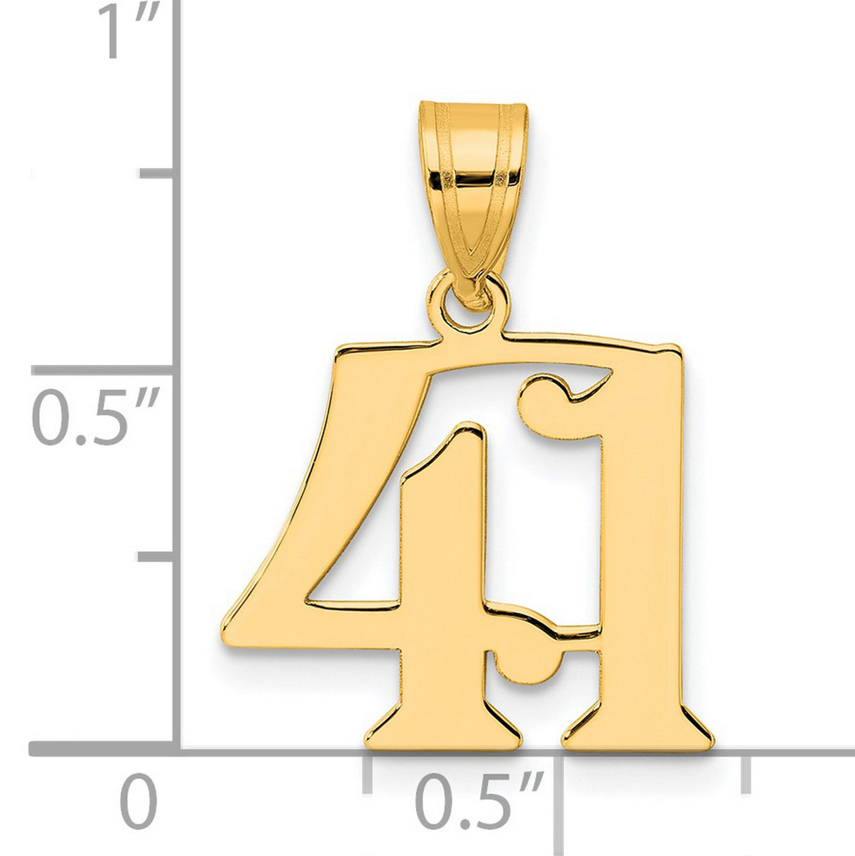 Polished Number 41 Charm Pendant in Real 14k Yellow Gold