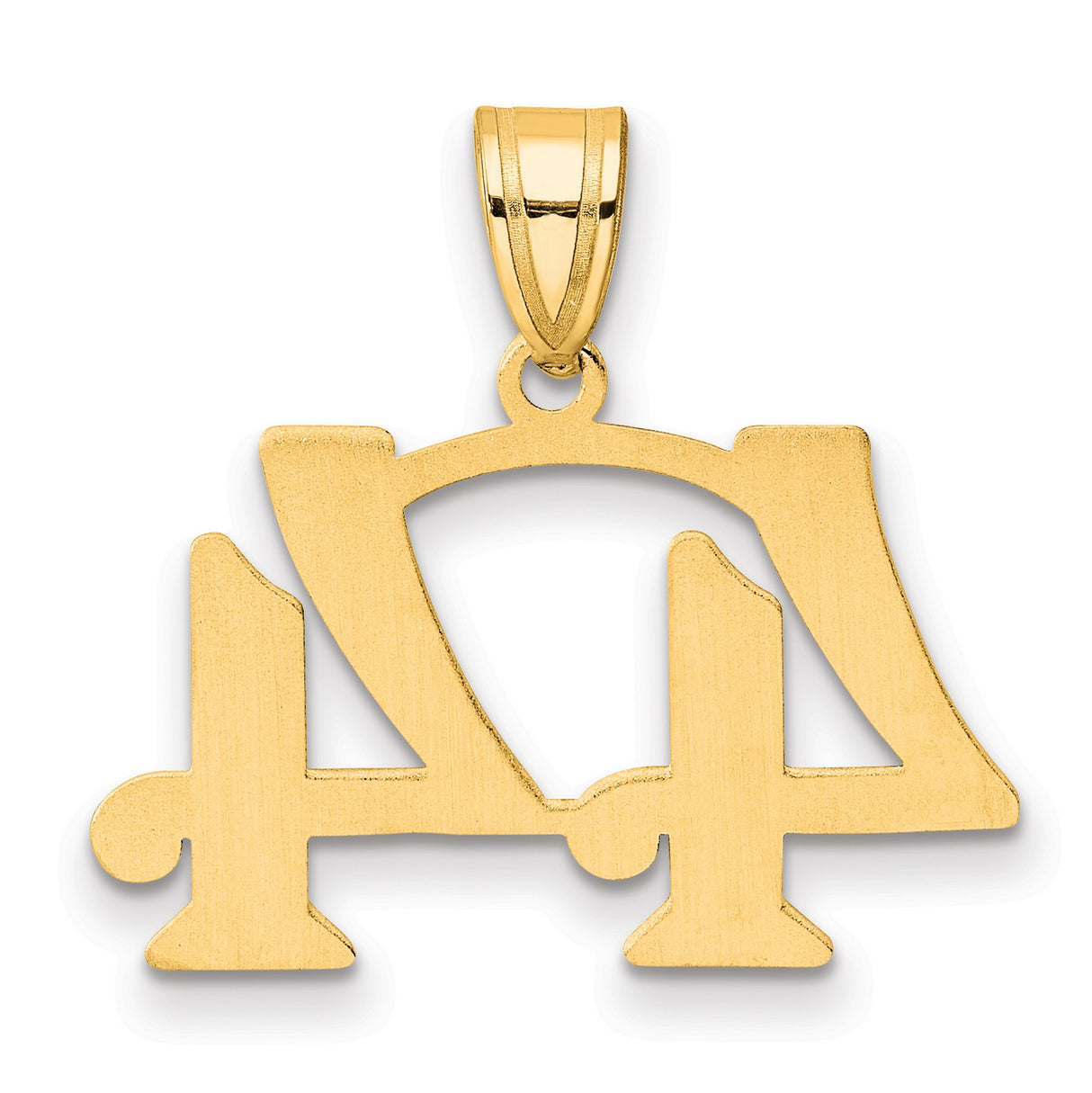 Polished Number 44 Charm Pendant in Real 14k Yellow Gold