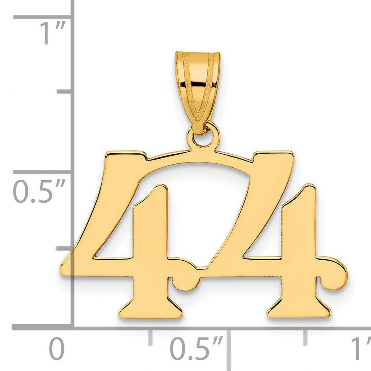Polished Number 44 Charm Pendant in Real 14k Yellow Gold