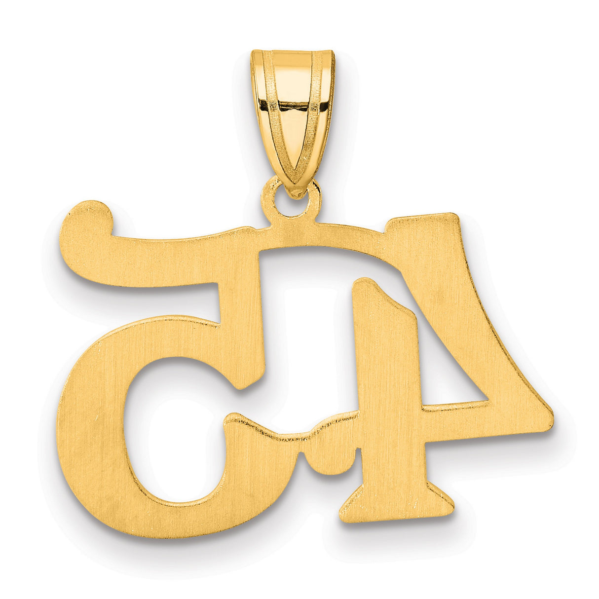 Polished Number 45 Charm Pendant in Real 14k Yellow Gold
