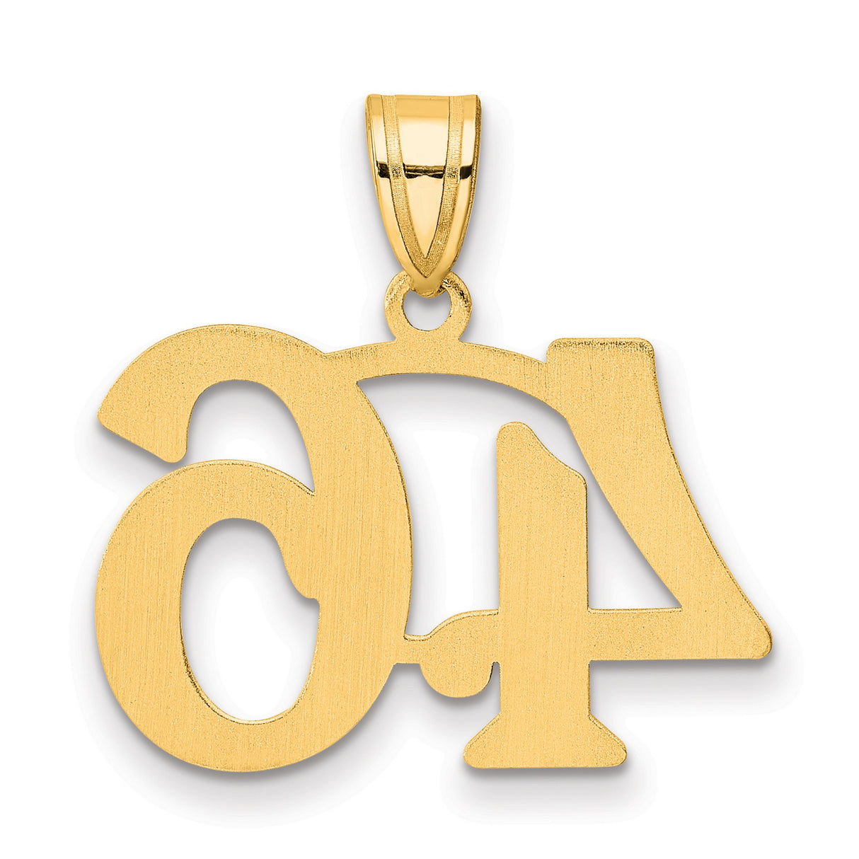 Polished Number 46 Charm Pendant in Real 14k Yellow Gold