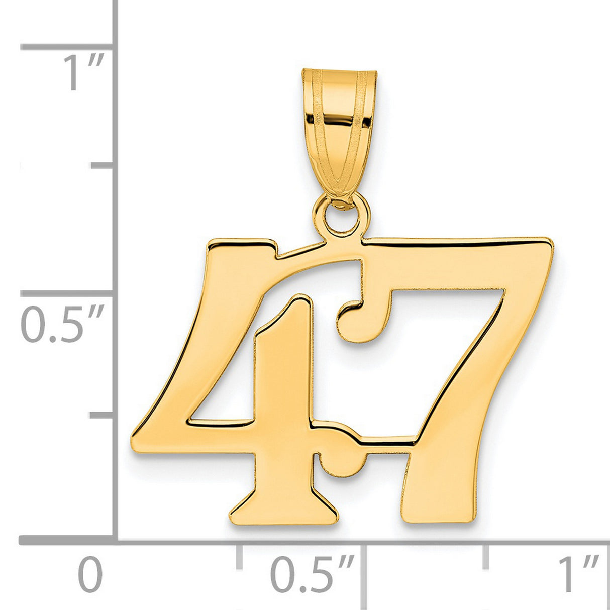 Polished Number 47 Charm Pendant in Real 14k Yellow Gold