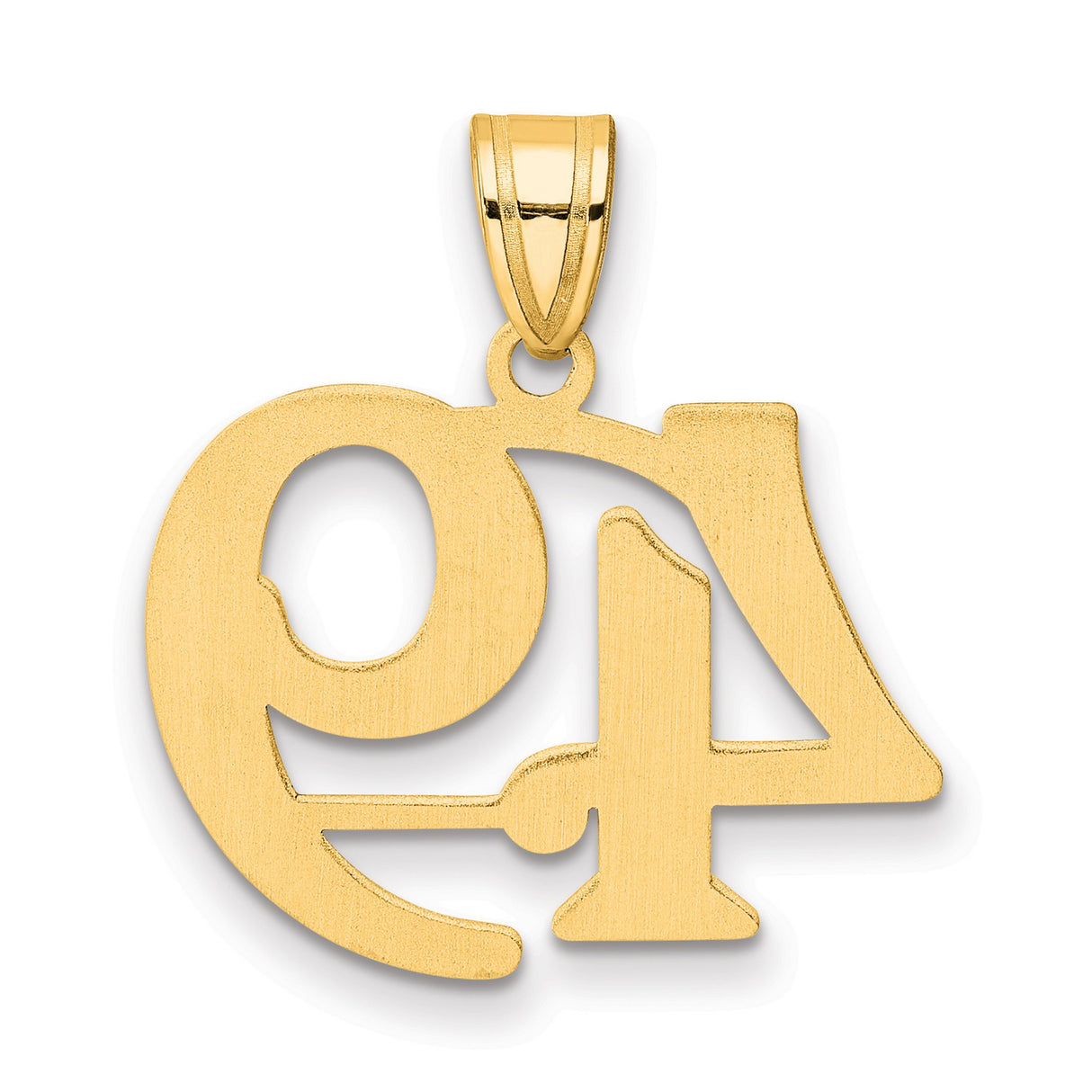 Polished Number 49 Charm Pendant in Real 14k Yellow Gold