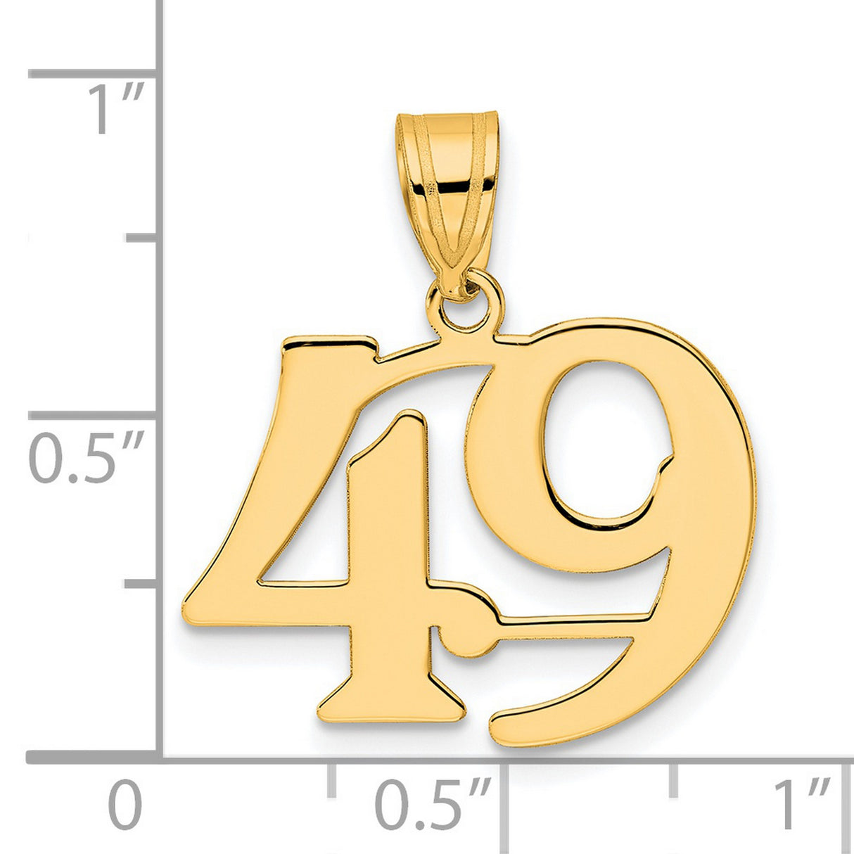 Polished Number 49 Charm Pendant in Real 14k Yellow Gold