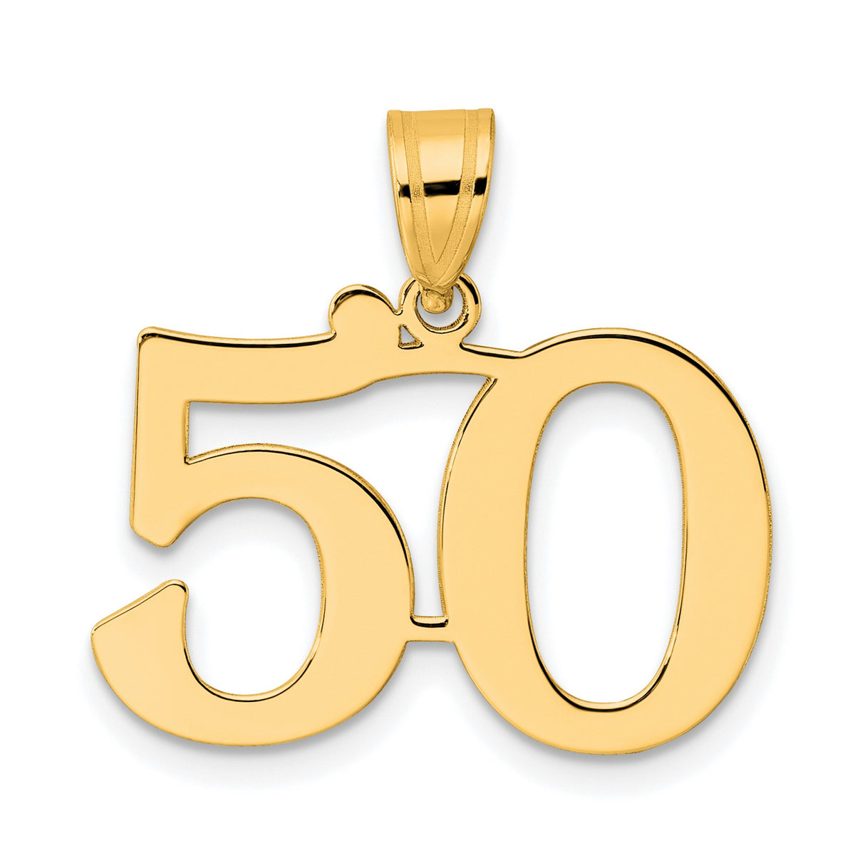 Polished Number 50 Charm Pendant in Real 14k Yellow Gold