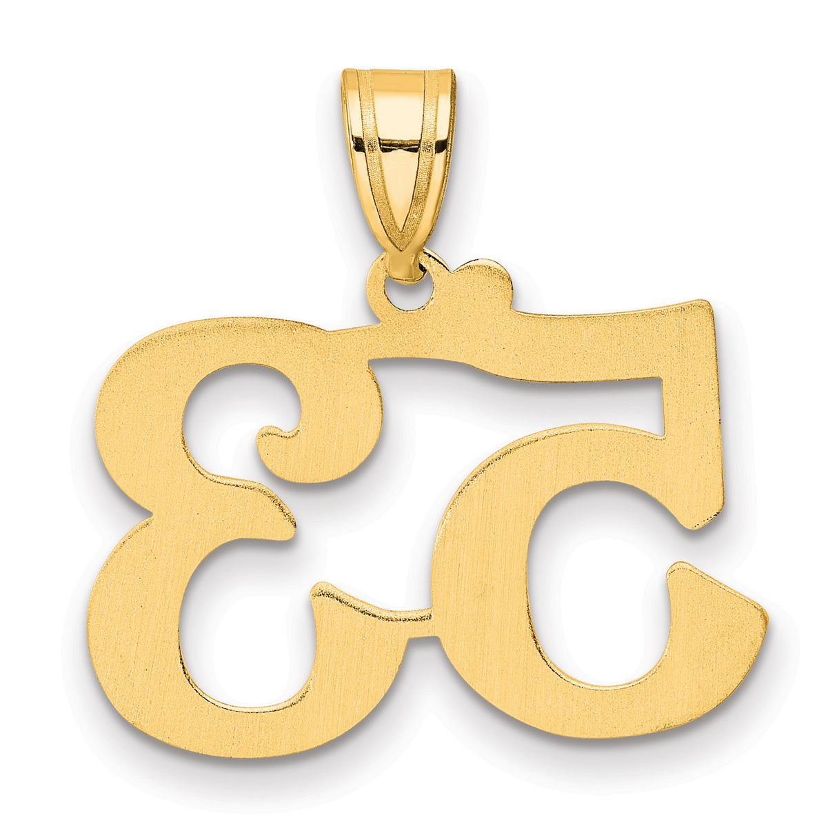 Polished Number 53 Charm Pendant in Real 14k Yellow Gold