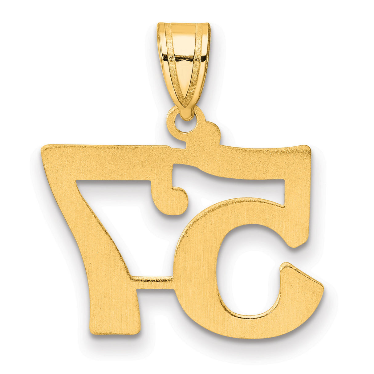 Polished Number 57 Charm Pendant in Real 14k Yellow Gold