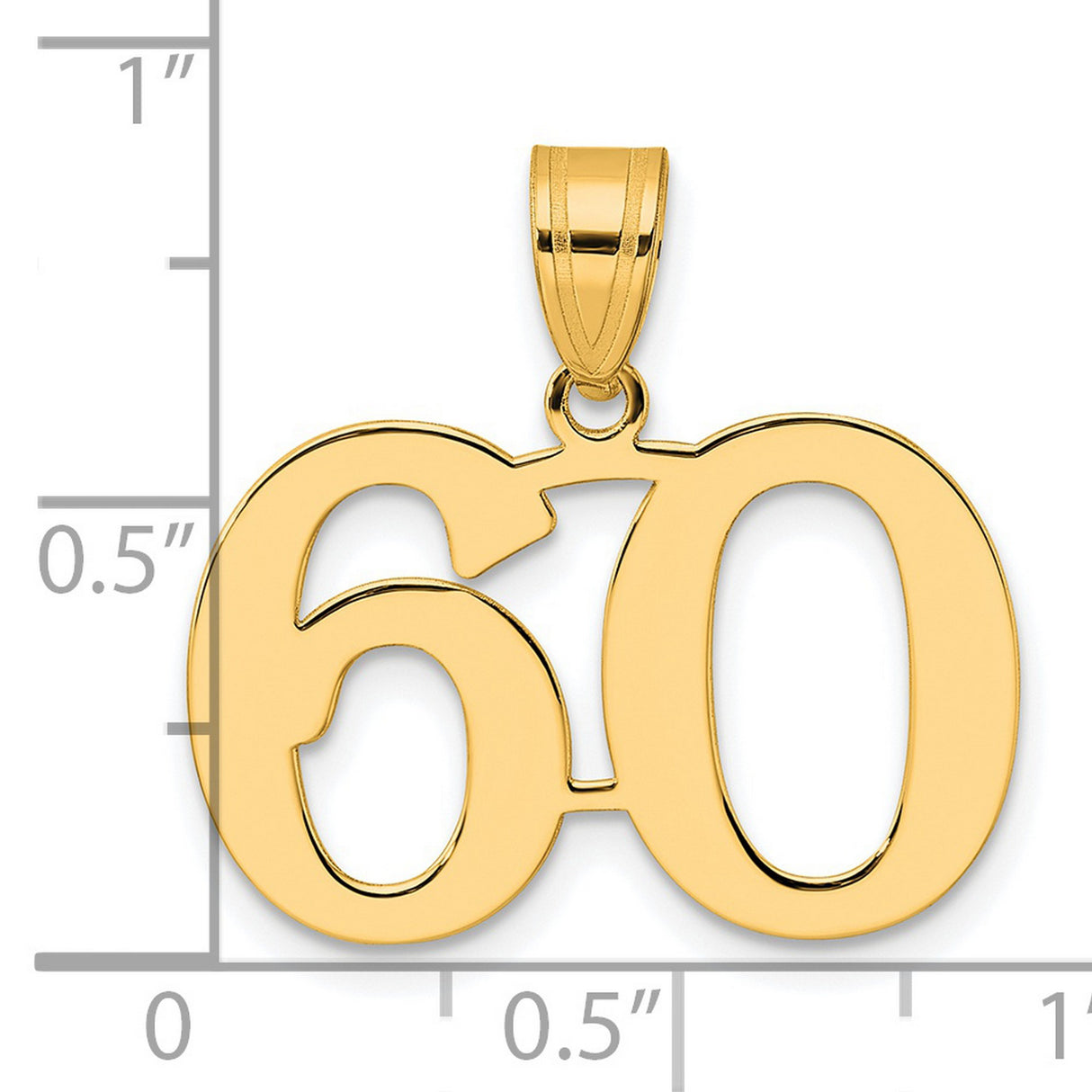 Polished Number 60 Charm Pendant in Real 14k Yellow Gold