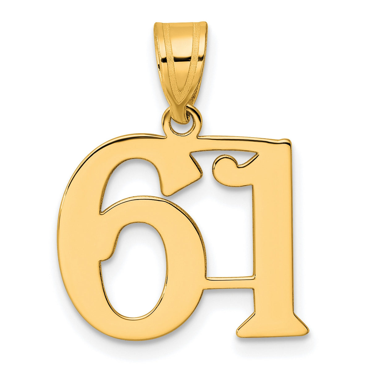 Polished Number 61 Charm Pendant in Real 14k Yellow Gold
