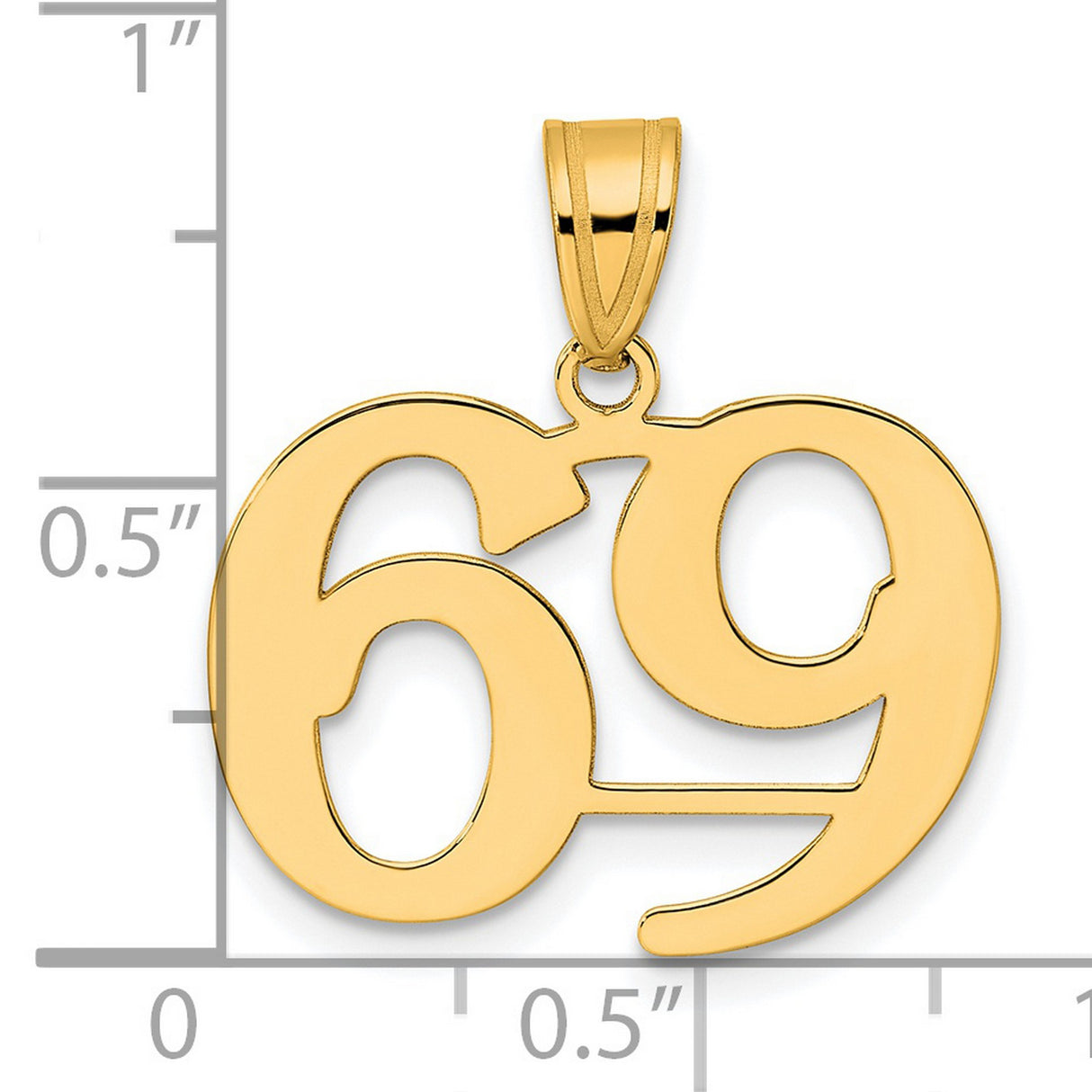 Polished Number 69 Charm Pendant in Real 14k Yellow Gold