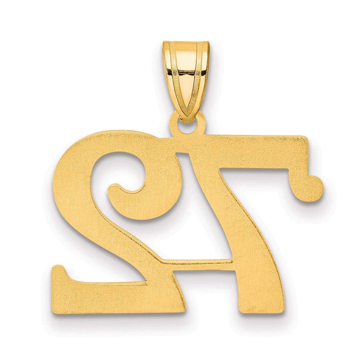 Polished Number 72 Charm Pendant in Real 14k Yellow Gold