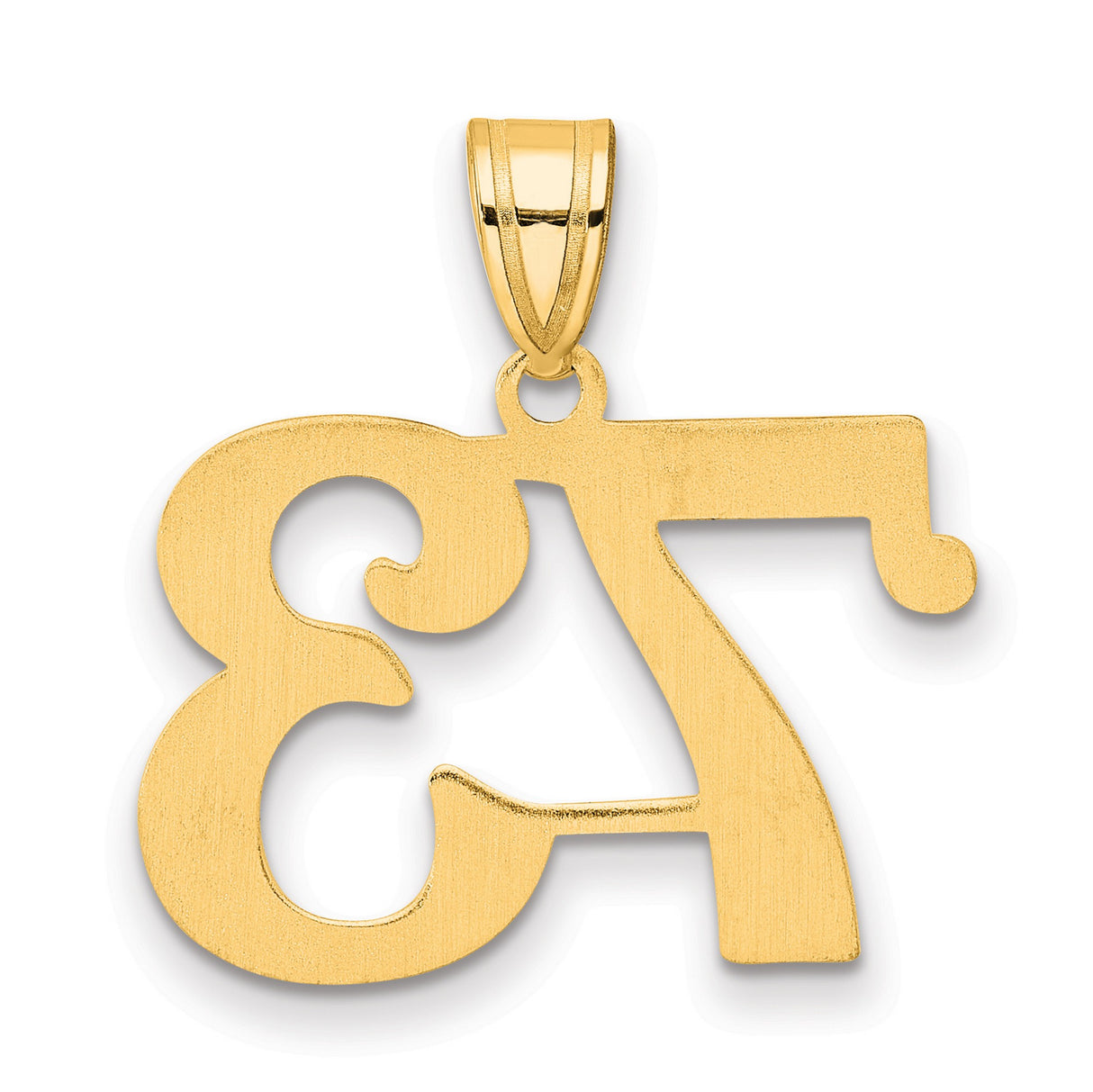 Polished Number 73 Charm Pendant in Real 14k Yellow Gold