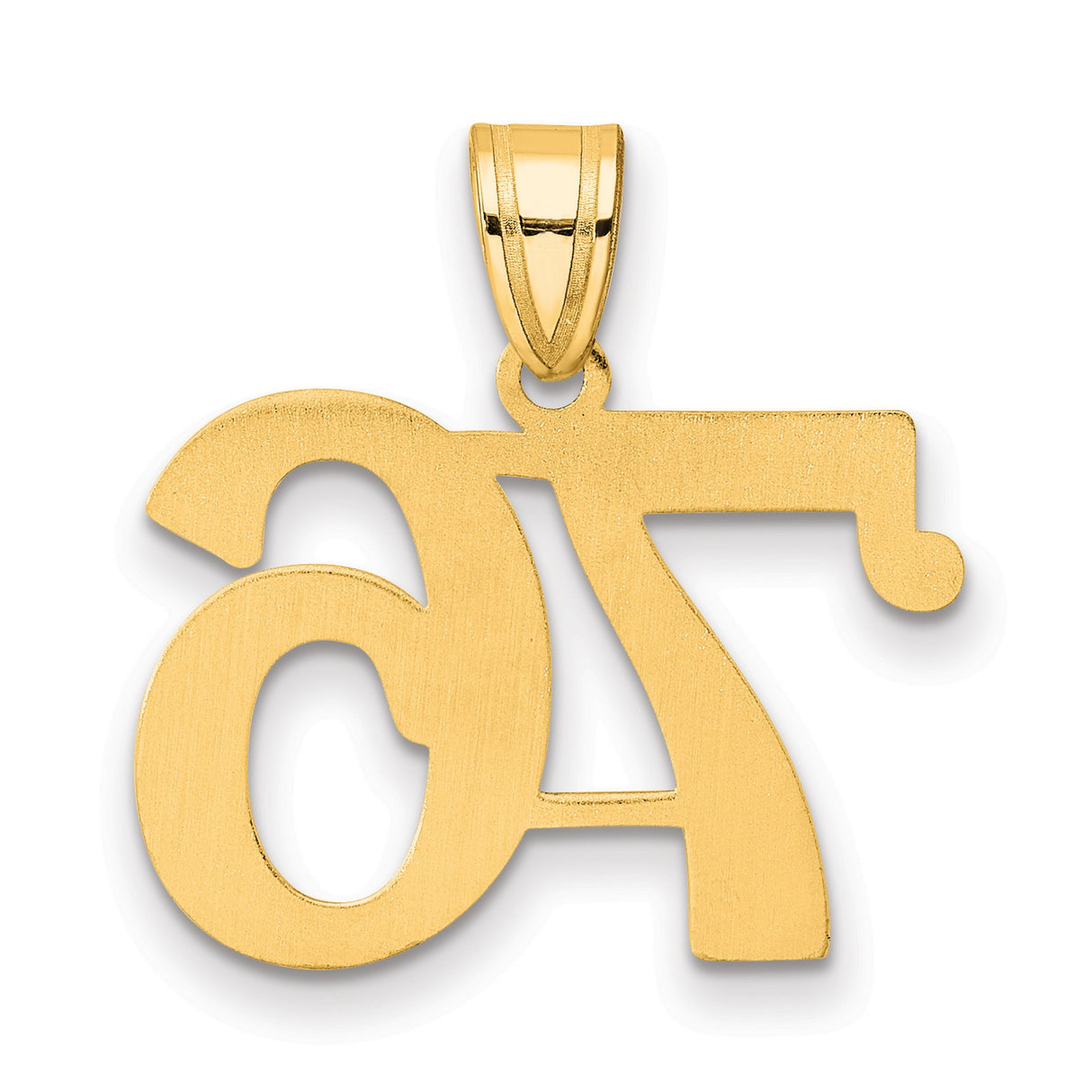 Polished Number 76 Charm Pendant in Real 14k Yellow Gold