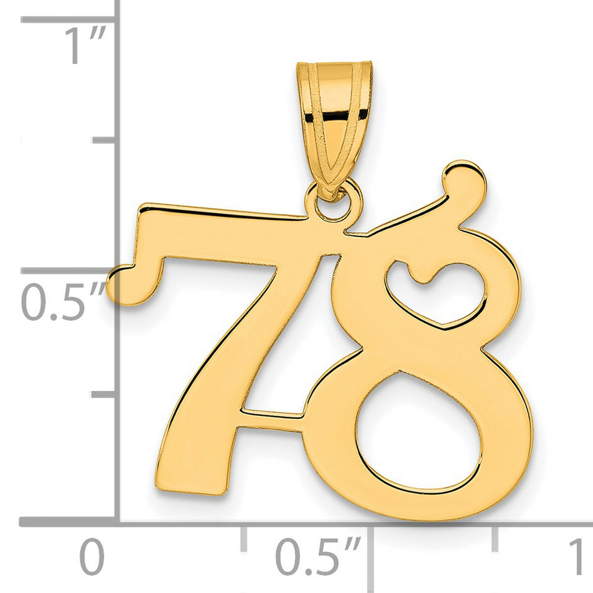 Polished Number 78 Charm Pendant in Real 14k Yellow Gold