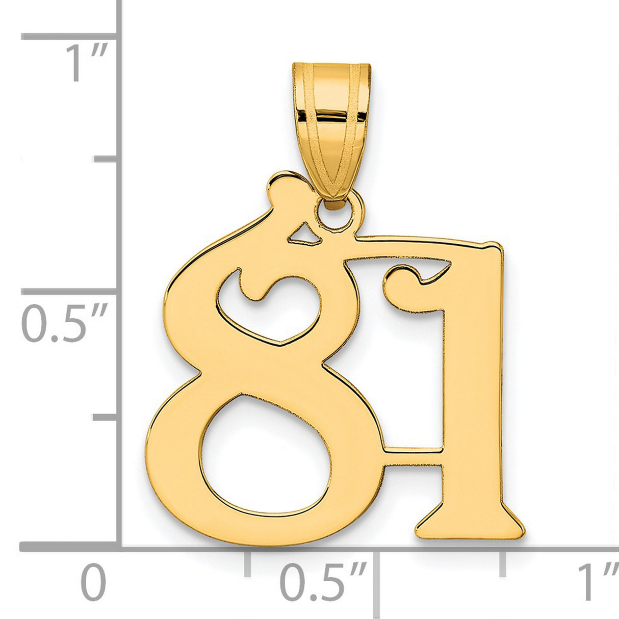 Polished Number 81 Charm Pendant in Real 14k Yellow Gold