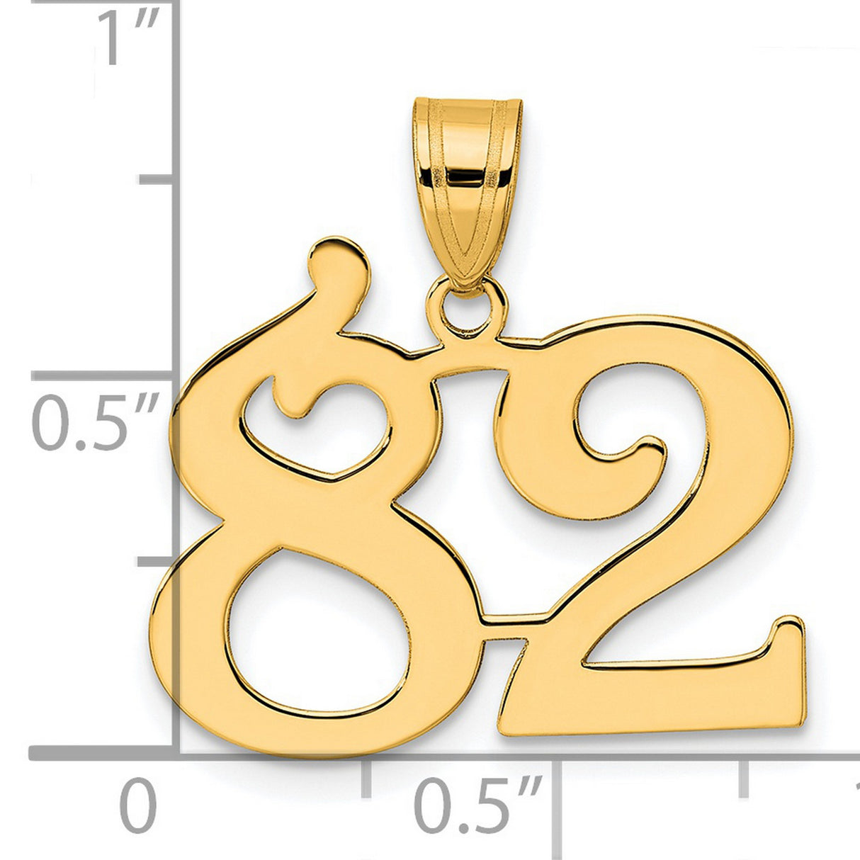 Polished Number 82 Charm Pendant in Real 14k Yellow Gold