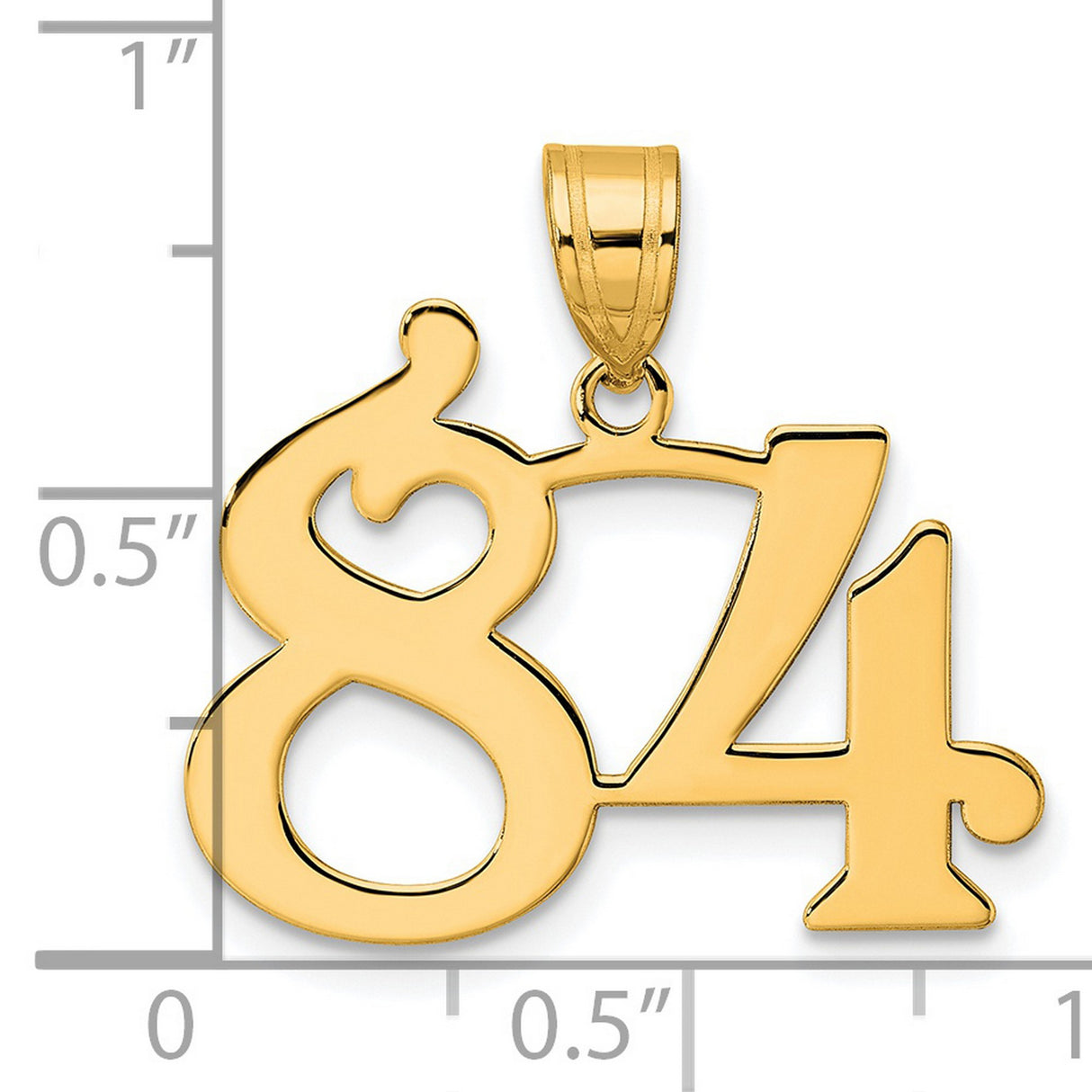 Polished Number 84 Charm Pendant in Real 14k Yellow Gold