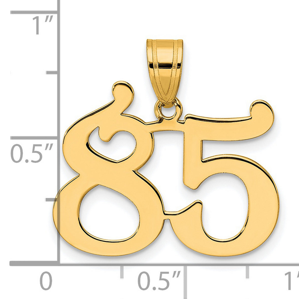 Polished Number 85 Charm Pendant in Real 14k Yellow Gold