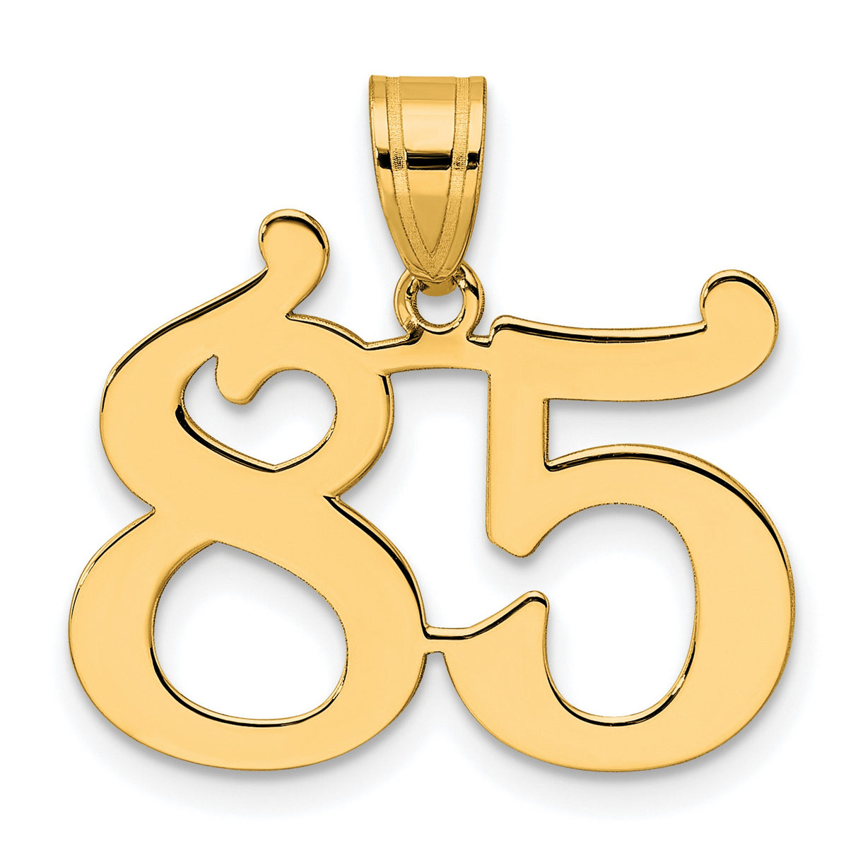Polished Number 85 Charm Pendant in Real 14k Yellow Gold