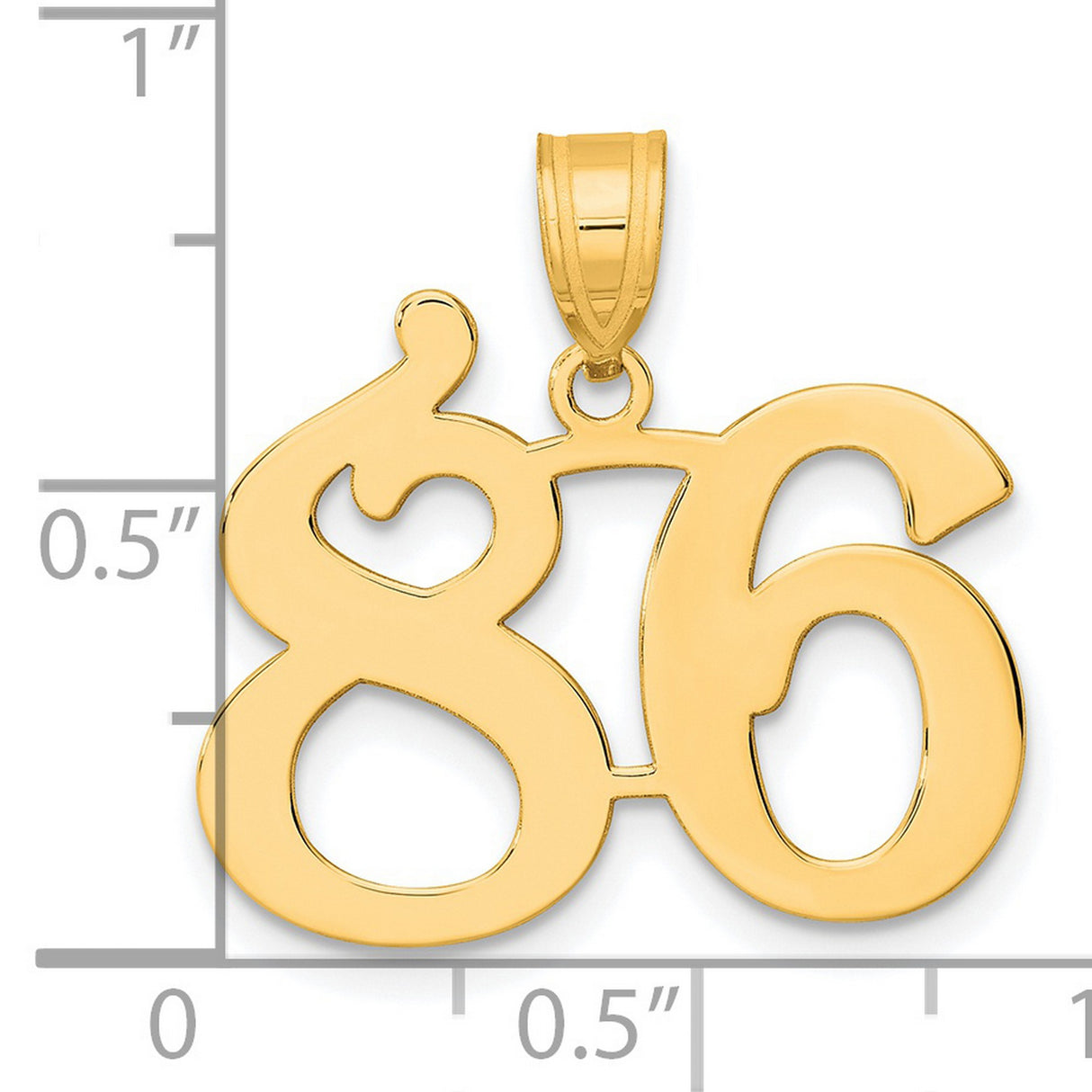 Polished Number 86 Charm Pendant in Real 14k Yellow Gold