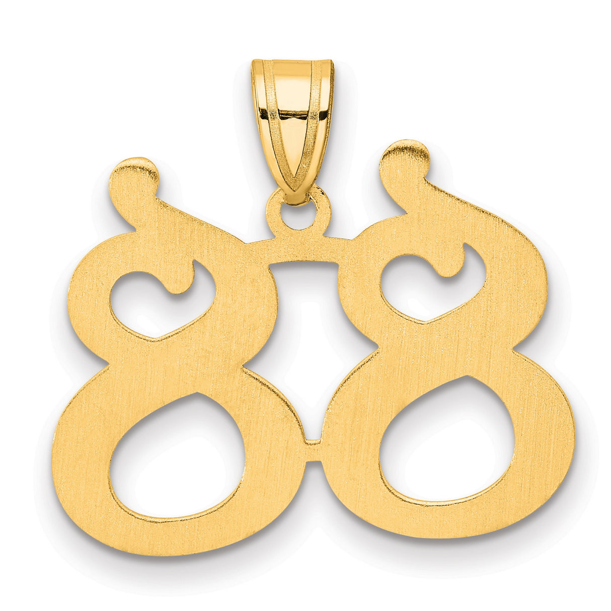 Polished Number 88 Charm Pendant in Real 14k Yellow Gold