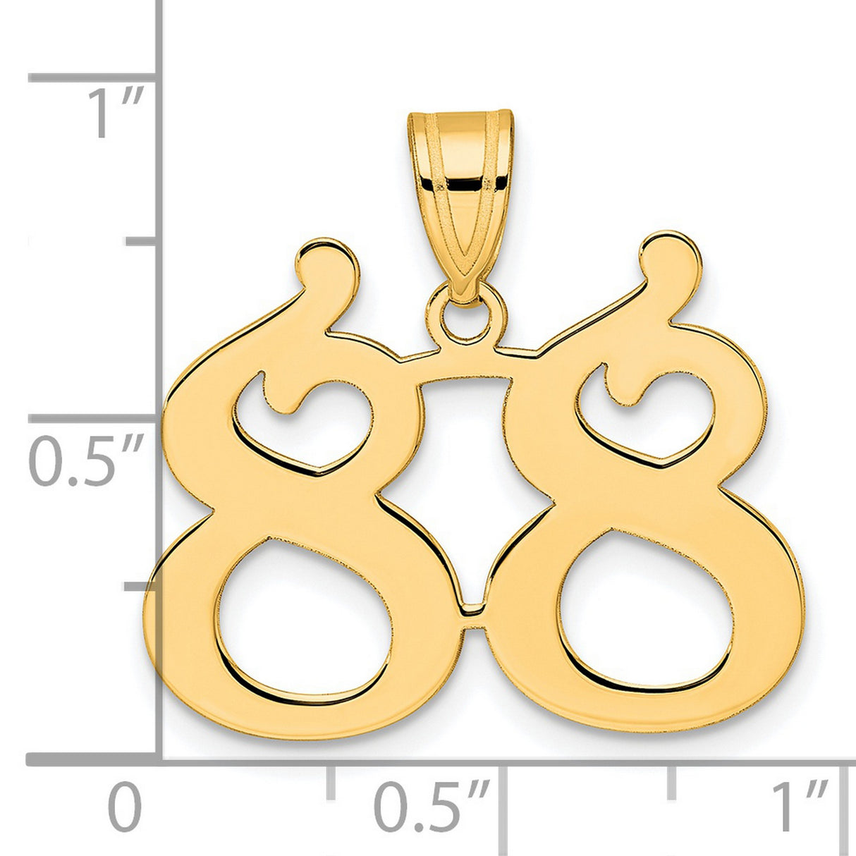 Polished Number 88 Charm Pendant in Real 14k Yellow Gold