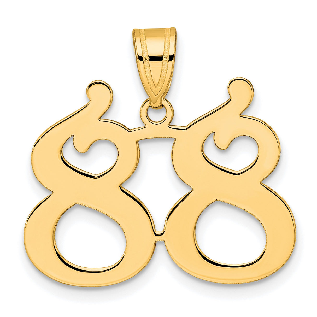 Polished Number 88 Charm Pendant in Real 14k Yellow Gold