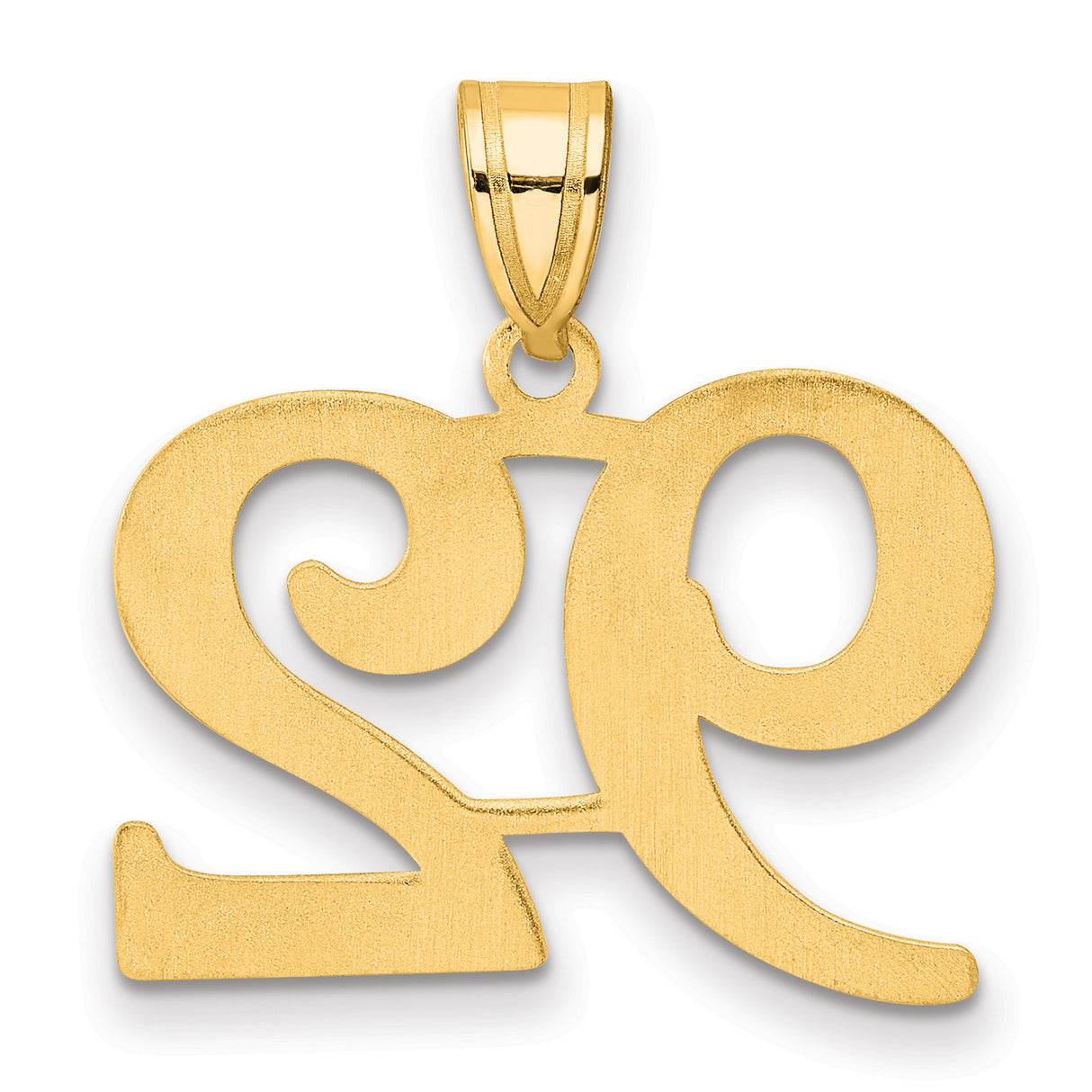 Polished Number 92 Charm Pendant in Real 14k Yellow Gold