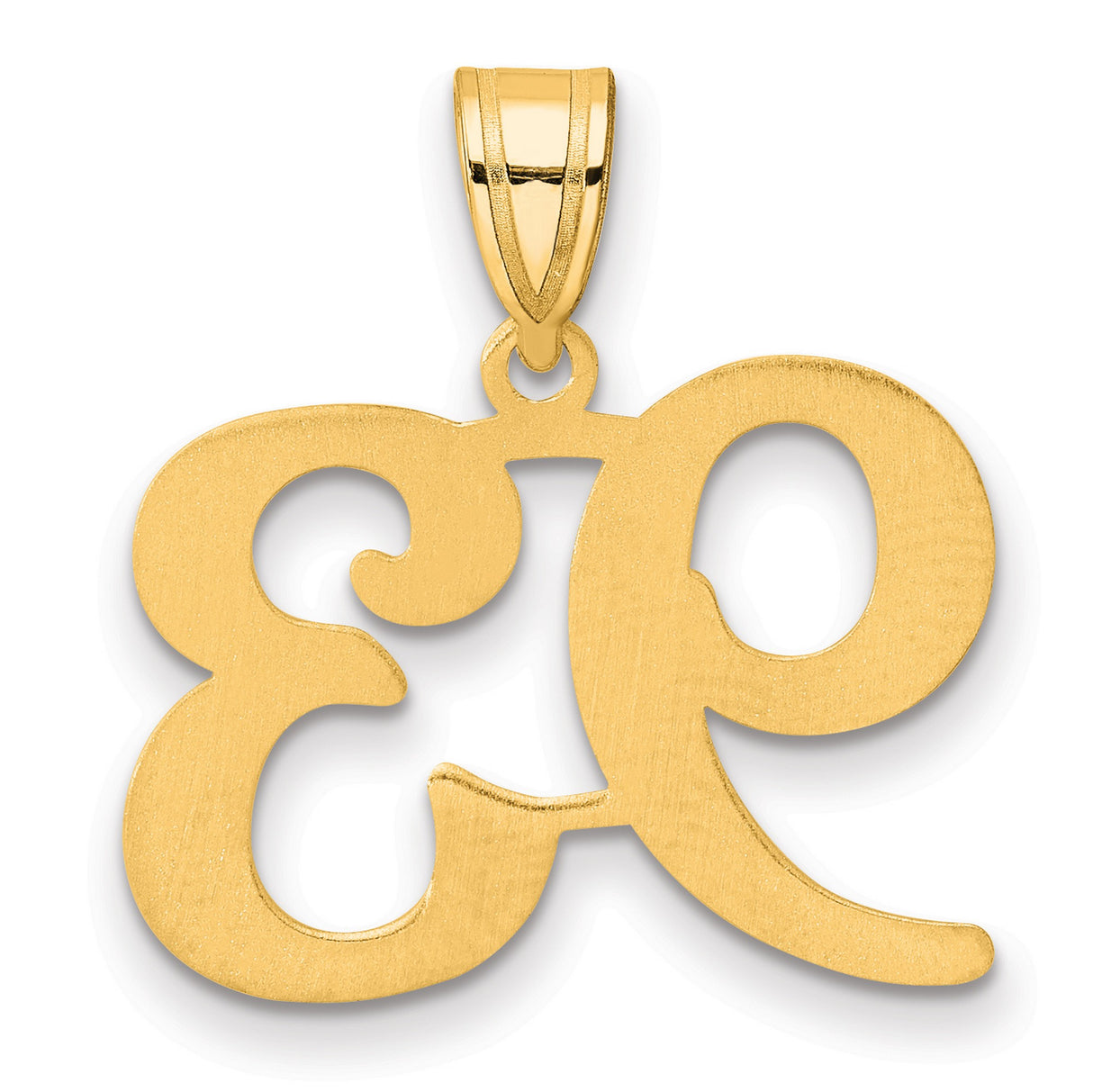 Polished Number 93 Charm Pendant in Real 14k Yellow Gold