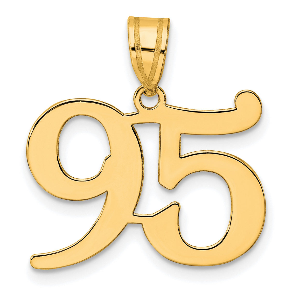 Polished Number 95 Charm Pendant in Real 14k Yellow Gold