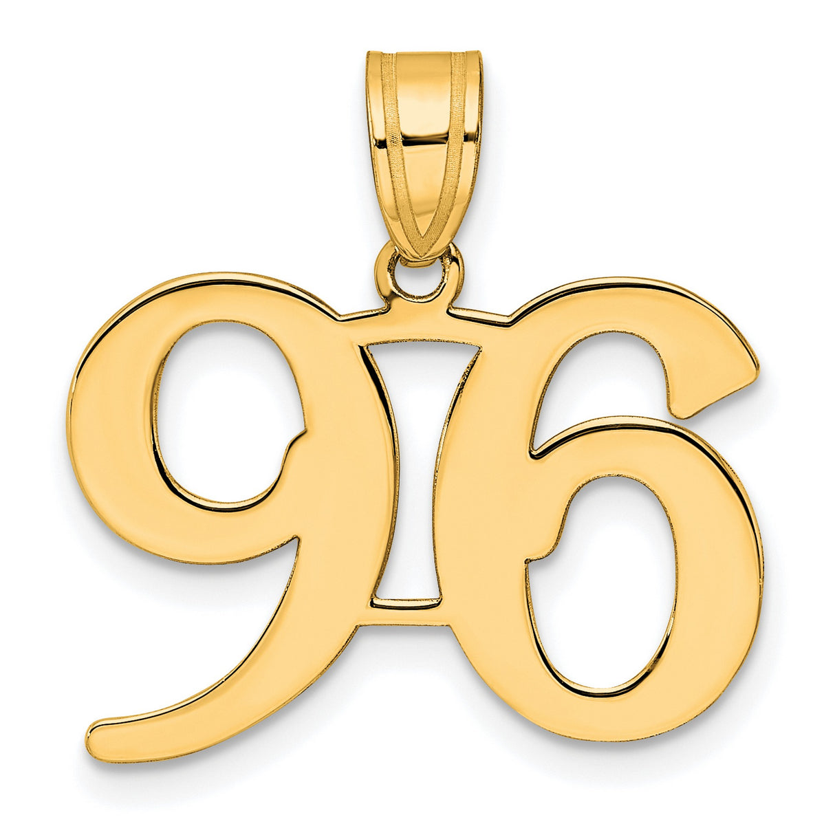 Polished Number 96 Charm Pendant in Real 14k Yellow Gold