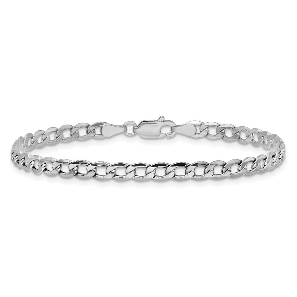 14K White Gold 3.35 mm Curb Chain Bracelet, Polished alternate angle