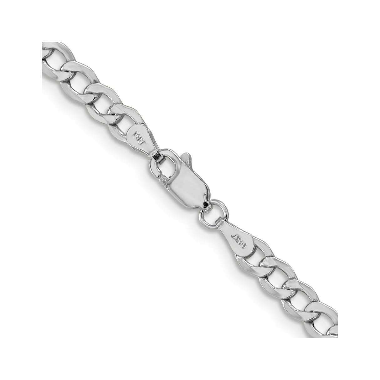 14K White Gold 4.3 mm Curb Chain Necklace, Polished alternate angle