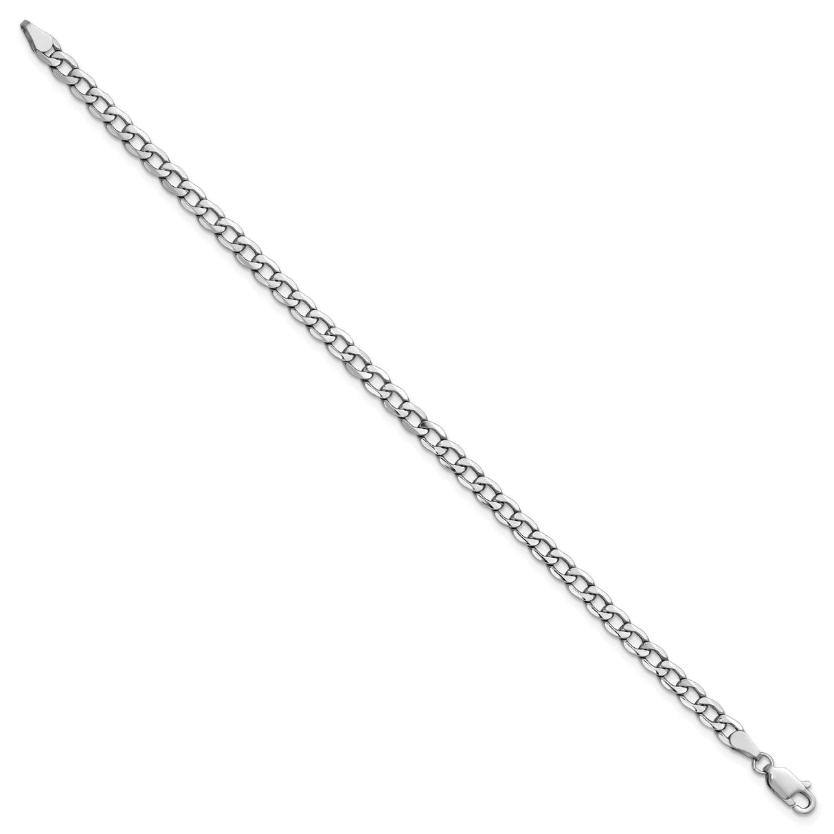 14K White Gold 4.3 mm Curb Chain Bracelet, Polished