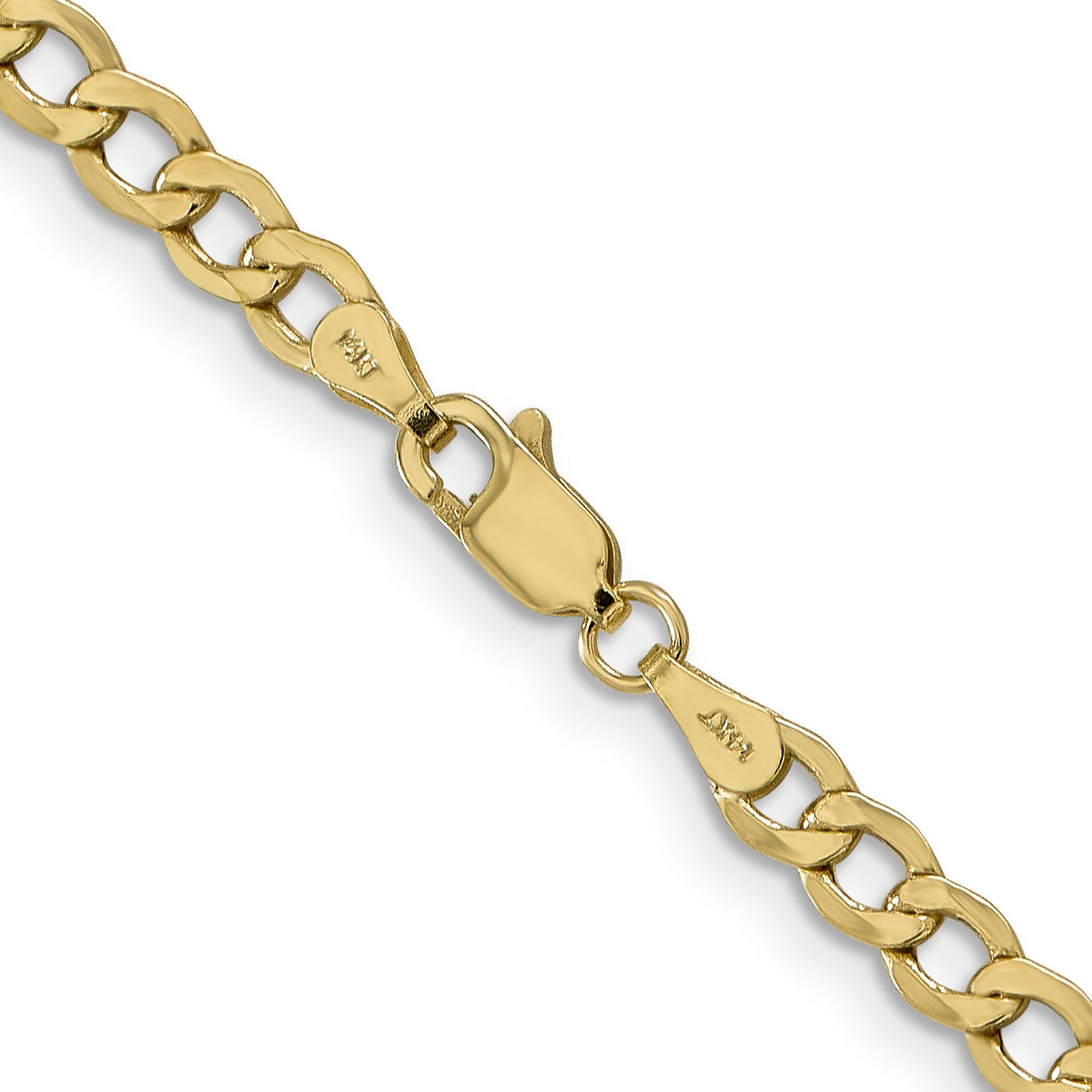 14K Yellow Gold 4.3 mm Curb Chain Necklace, Polished alternate angle