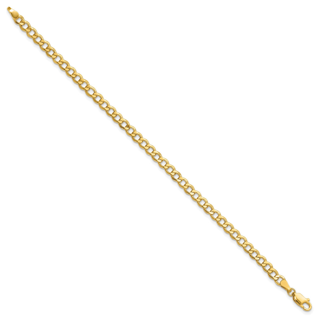 14K Yellow Gold 4.3 mm Curb Chain Anklet, Polished
