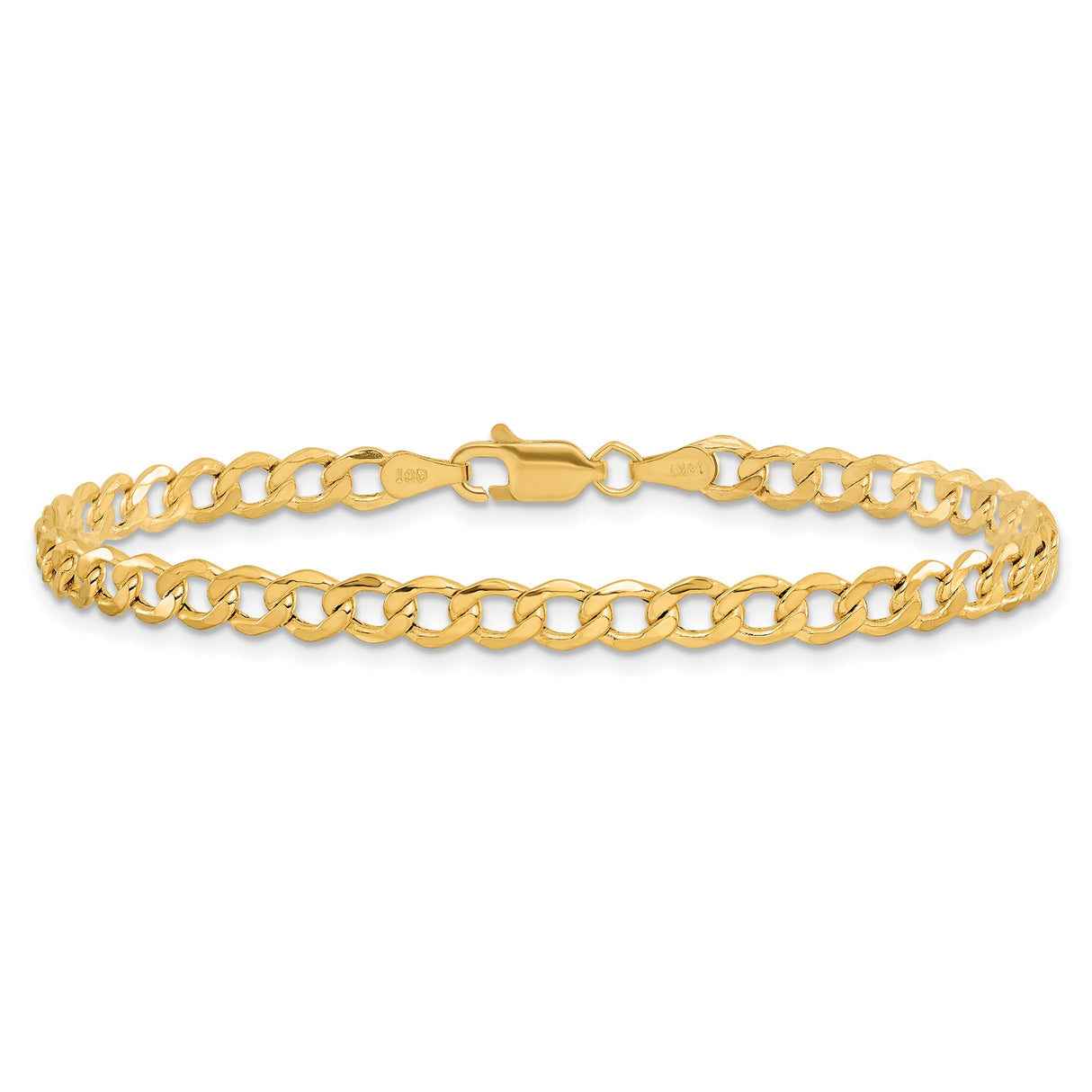 14K Yellow Gold 4.3 mm Curb Chain Anklet, Polished alternate angle