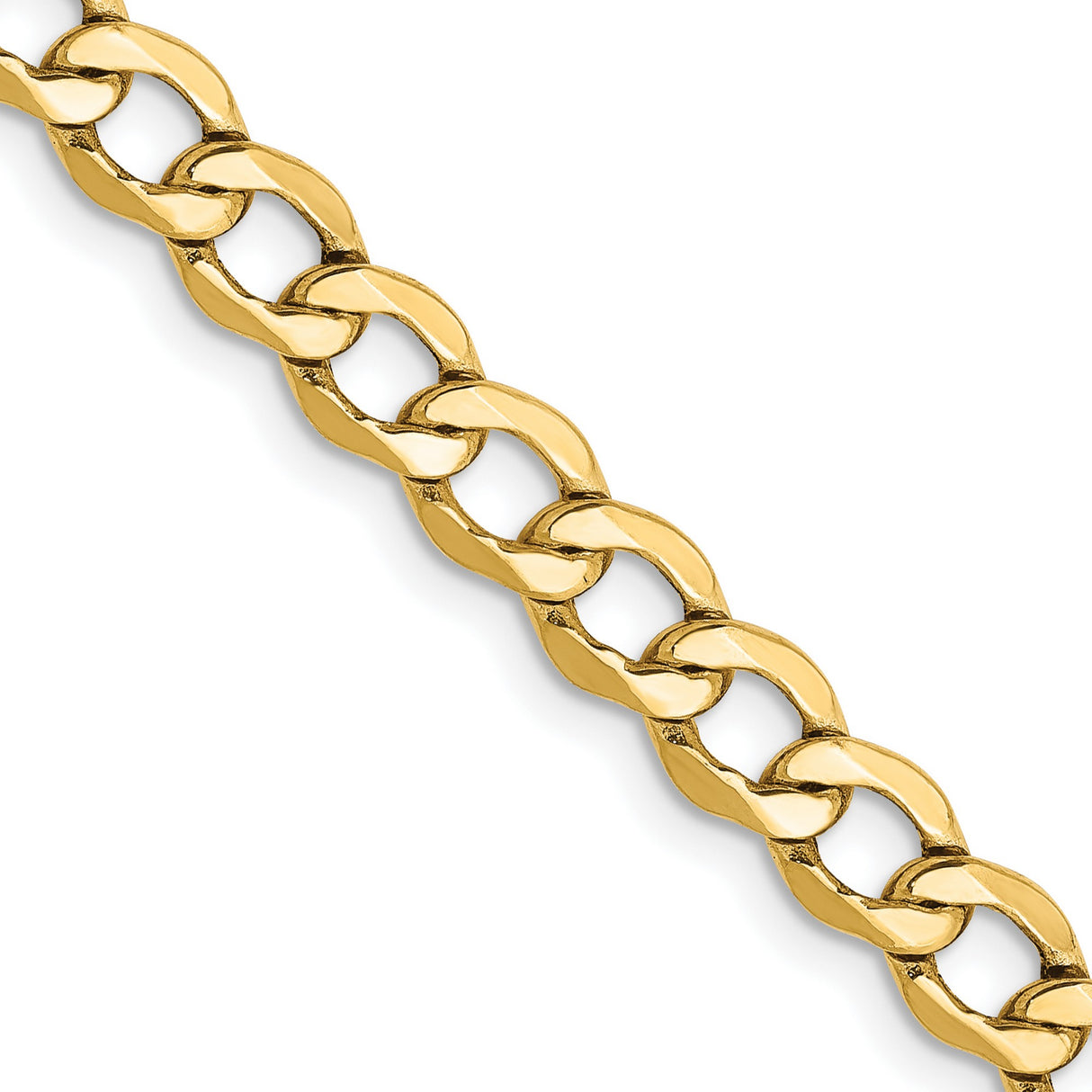 14K Yellow Gold 5.25 mm Curb Chain Necklace, Polished detail view