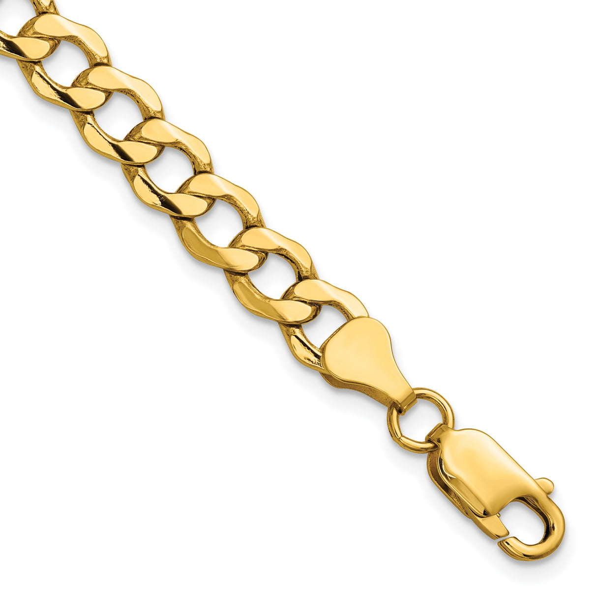 14K Yellow Gold 6.5 mm Curb Chain Bracelet, Polished detail view