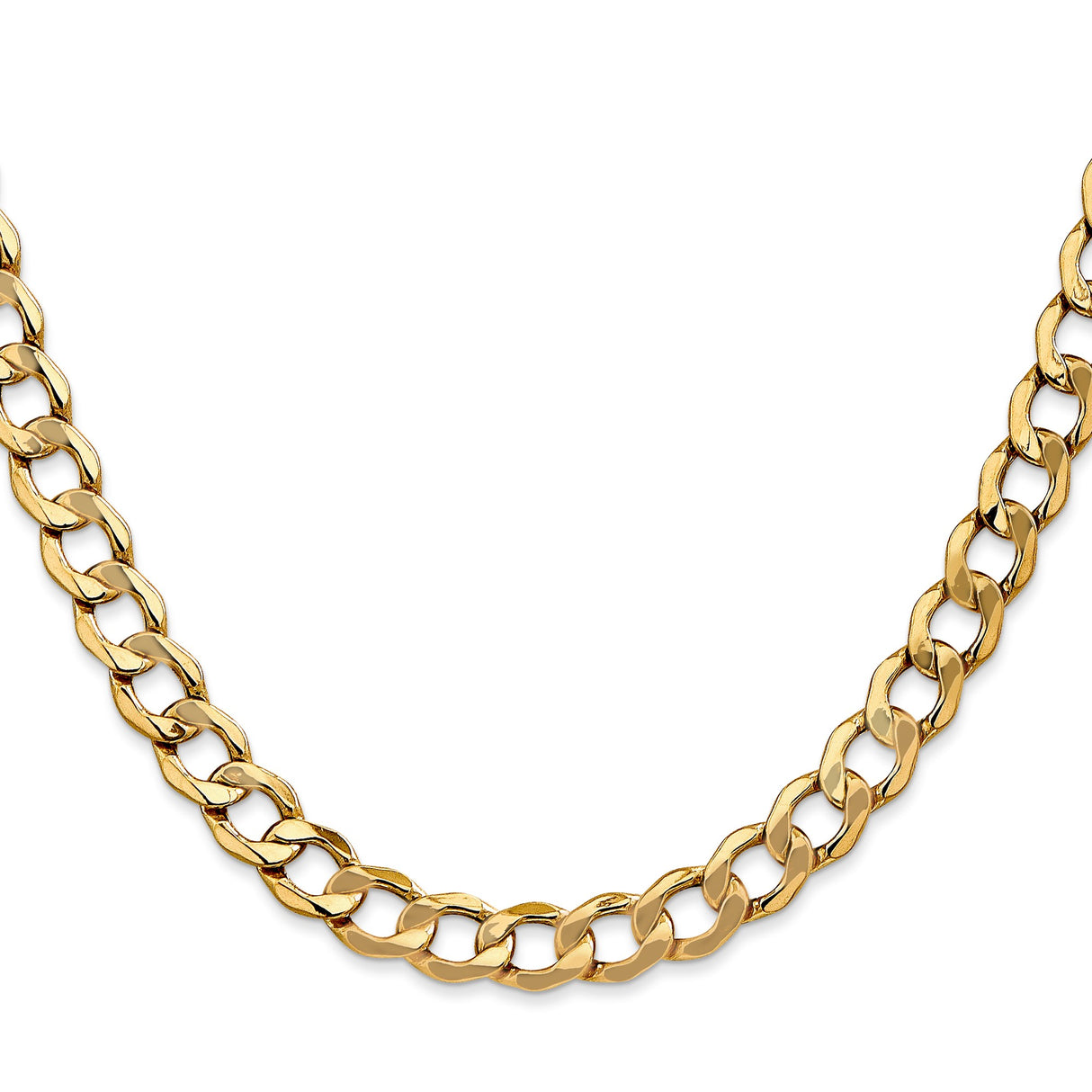 14K Yellow Gold 7 mm Curb Chain Necklace, Polished