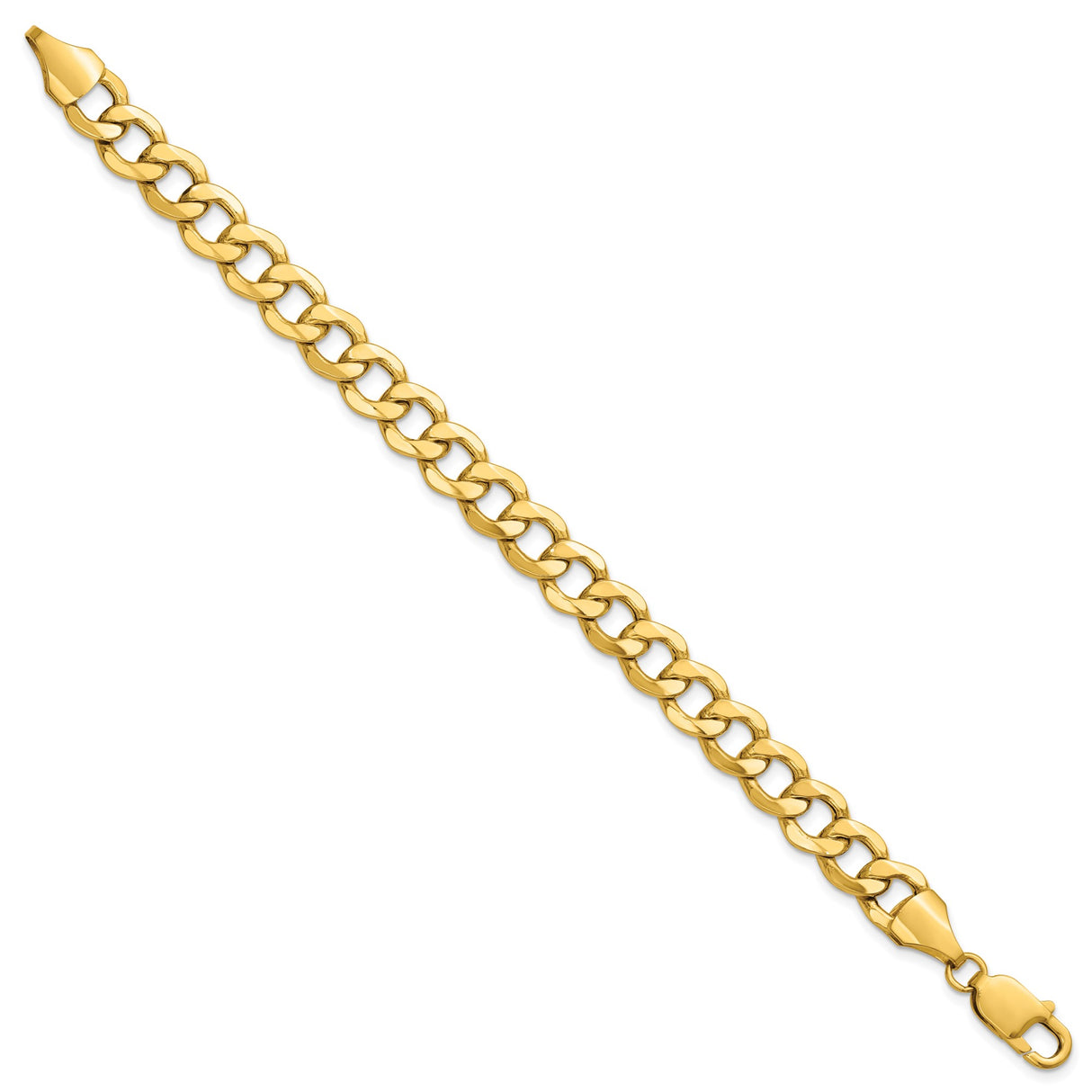 14K Yellow Gold 9 mm Curb Chain Bracelet, Polished