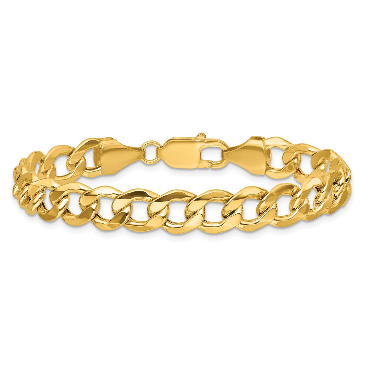 14K Yellow Gold 9 mm Curb Chain Bracelet, Polished alternate angle