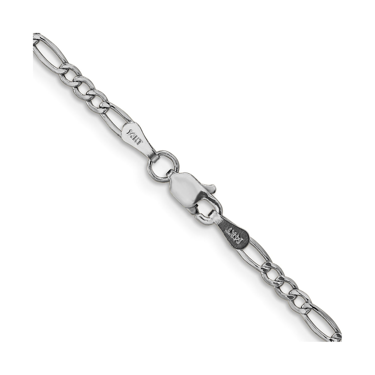 14K White Gold 2.5 mm Figaro Chain Necklace, Polished alternate angle
