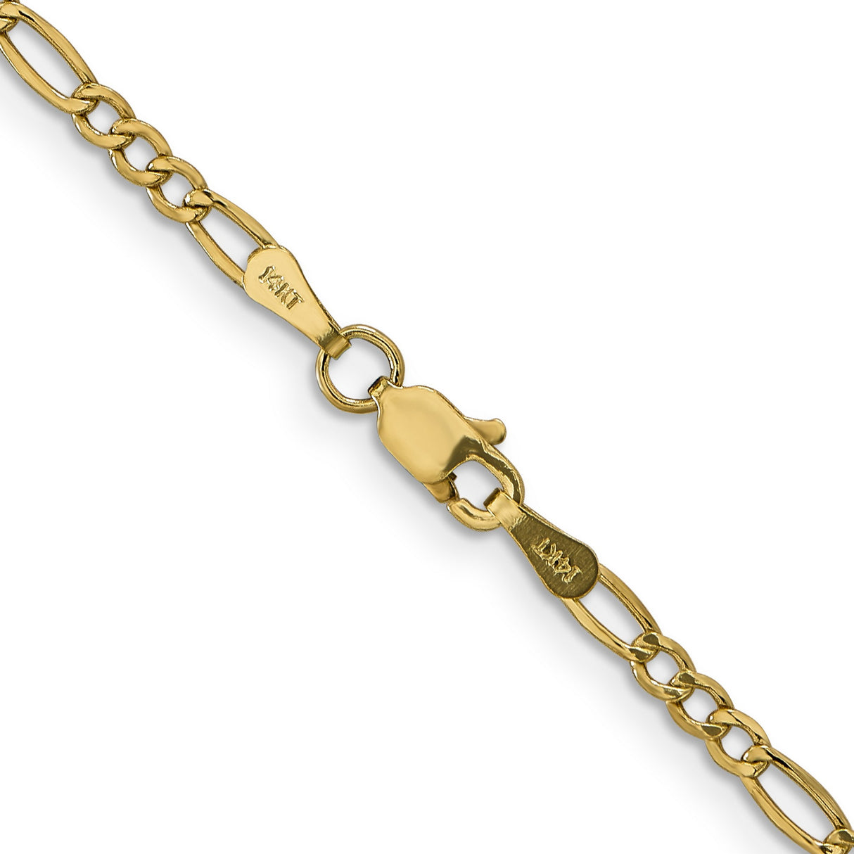 14K Yellow Gold 2.5 mm Figaro Chain Necklace, Polished alternate angle